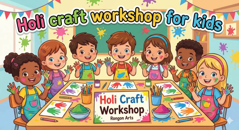 Colorful Fun Awaits: Join Our Kids’ Holi Craft Workshop at Rongon Arts!