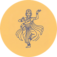 Silhouette icon of a dancer performing Rabindra Nritya in South Kolkata.